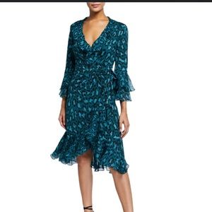 Diane Von Furstenberg Carli Leopard-Print Ruffle Wrap Dress, Size 0